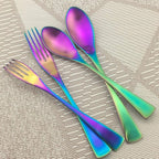 Rainbow Silverware Set, 24-Piece Stainless Steel Flatware Set Service - Image 4