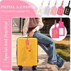 Personalized Rose Red Leather Initial Luggage Tags - Image 6
