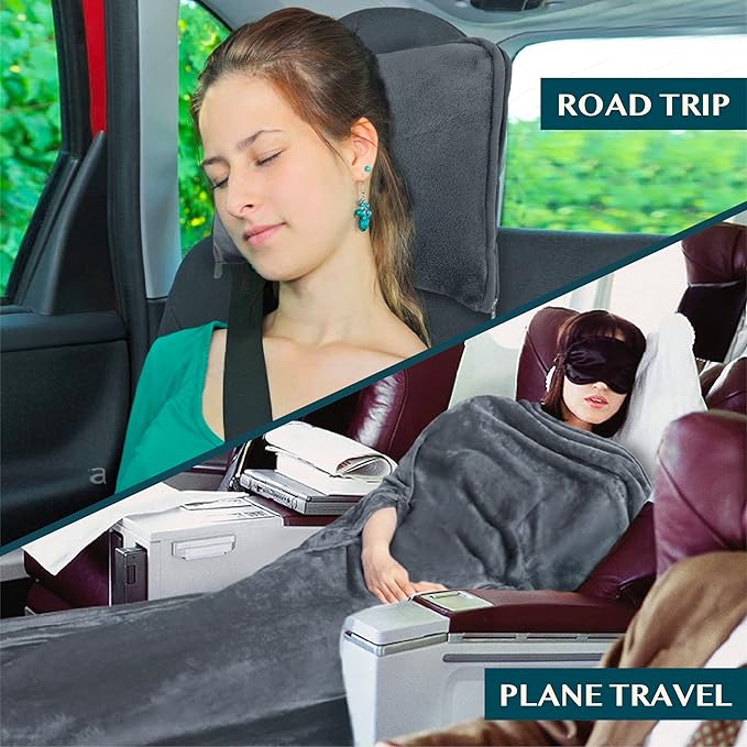PAVILIA Travel Blanket and Pillow, Arms Opening Airplane Blankets - Image 6