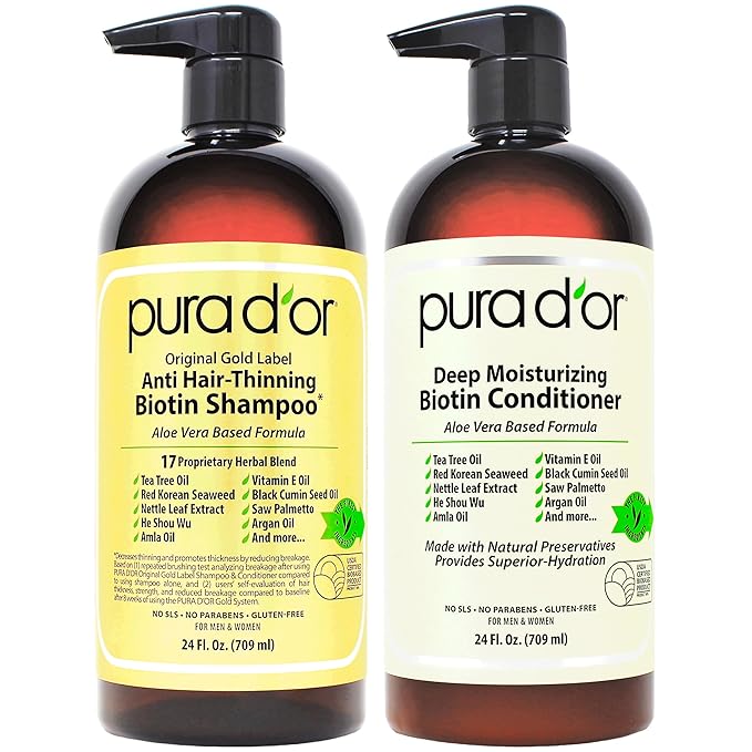 PURA D'OR Anti-Thinning Biotin Shampoo & Deep Moisturizing Conditioner Original by PURADOR