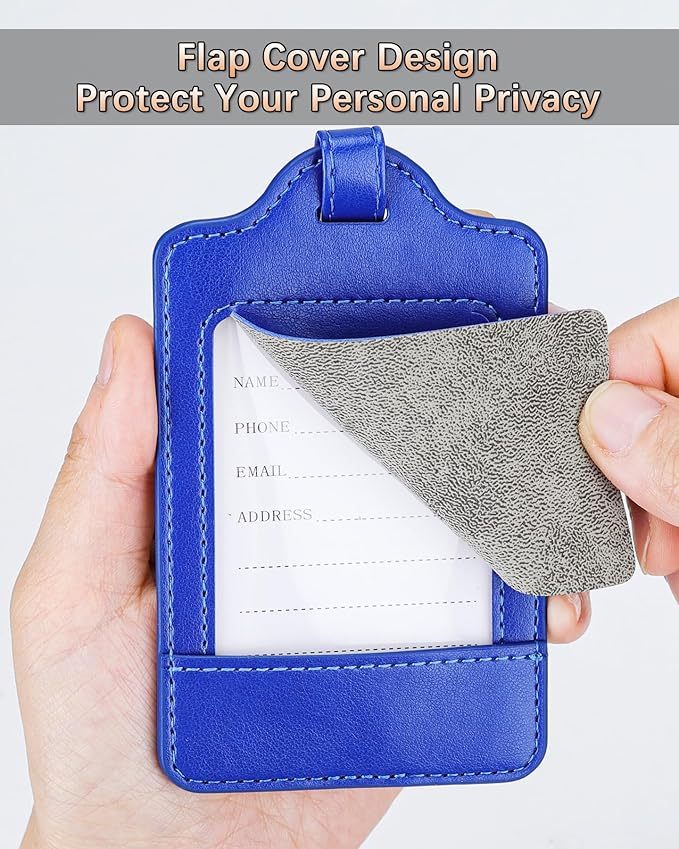 Teskyer Luggage Tags, 3 Pack Premium PU Leather Luggage Tags Privacy Protection - Image 2