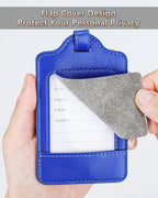Teskyer Luggage Tags, 3 Pack Premium PU Leather Luggage Tags Privacy Protection - Image 2