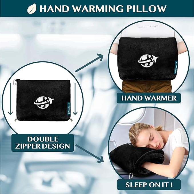 PAVILIA Travel Blanket and Pillow, Arms Opening Airplane Blankets - Image 5