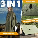 ANYOO Hooded Rain Poncho for Adults Waterproof Lightweight Rain Coat for Men - Image 7