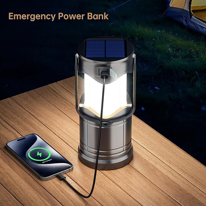 Lichamp 1-Pack Solar Camping Lantern, USB Rechargeable LED Lanterns Battery - Image 4