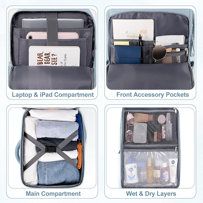 Travel laptop Backpack for Women, Personal Item Size Flight Approved, 16 Inch - Image 7