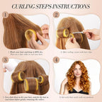 Obeoby 4 Sizes Hair Rollers for Women, 50 Pcs Set Hair Curlers with Clips Comb Curlers for Long Short Curly Hair and Bangs (25, 36, 48, 60mm), Yellow