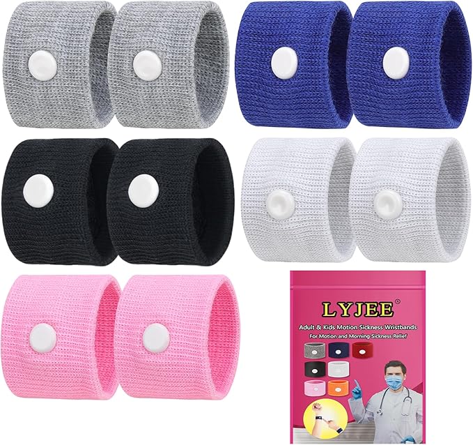 LYJEE 5 Pairs Motion Sickness Bands, Nausea Wristbands by LYJEEMotionSicknessBands