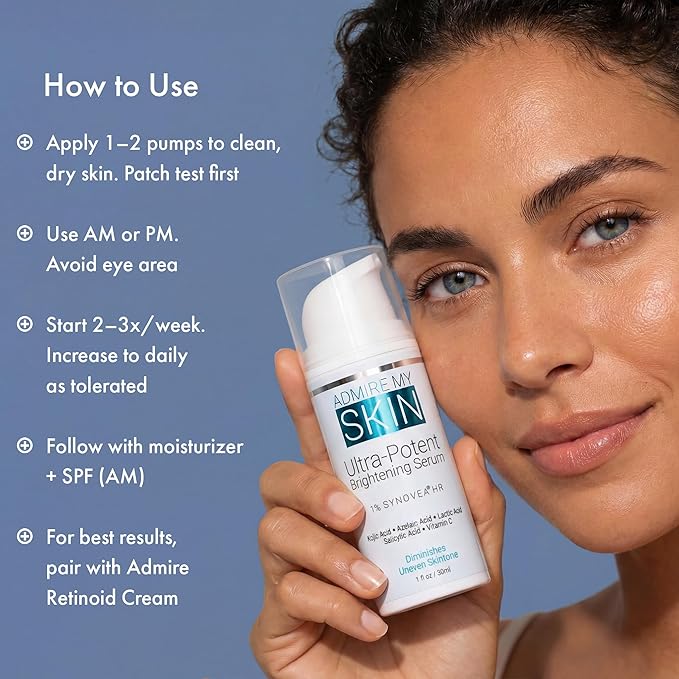 Admire My Skin Dark Spot Corrector Remover for Face - Brightening Discoloration Correcting Serum - Kojic Acid + Azelaic Acid Serum for Melasma and Sun Spots 1oz