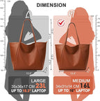 KALIDI Large Tote Bag Vegan Leather Casual Zipper Work Bag Weekender Hobo - Image 4