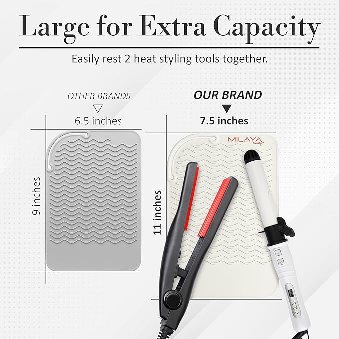 Large Heat Resistant Mat for Hair Tools – Silicone Hot Tool Mat for Flat Iron & Curling Iron – Vanity Accessories Heat Protector Pad – Hair Tool Organizer for Salon Station