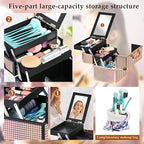 Makeup Case Organizer, Makeup Train Case, Trays Cosmetic Box Portable, - Image 4