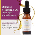 Health Priority Naturals|Vitamin E Oil - for Face/Hair - Organic, Handmade, Non-GMO, Gluten-Free, Vegan - For Scars, Wrinkles, Stretch Marks - Scented, 15,000 IU, 0.5 Fl Oz