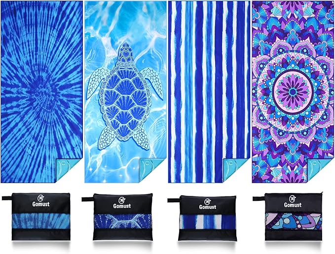 4 Pack Lightweight Thin Beach Towel Oversized 71"x32" Big Extra Large by Gomust