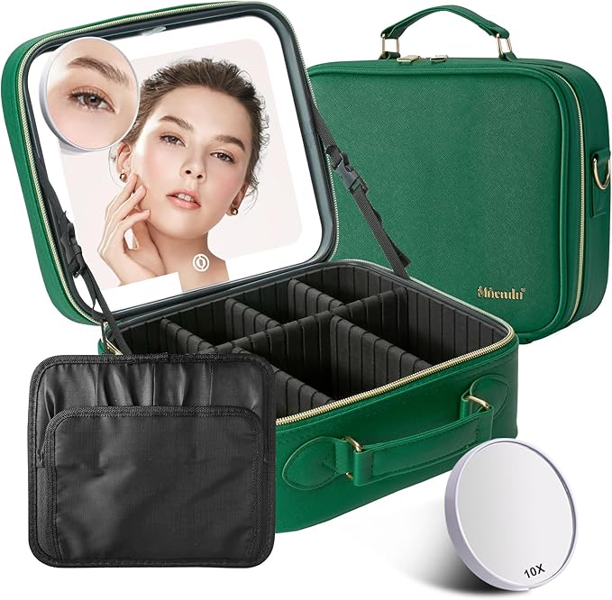 Mocado Travel Makeup Bag with LED Lighted Mirror, Travel Makeup Organizer by Mocado