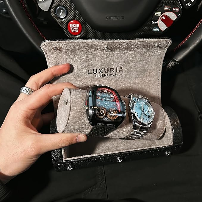 Watch Roll Travel Case for 2 Watches | Hidden Jewelry Storage Compartment - Image 9
