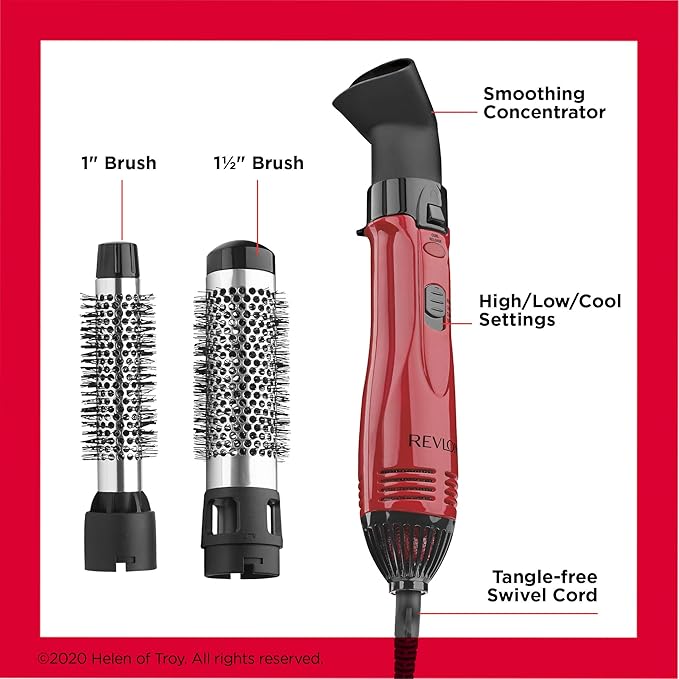 Revlon 1200W Perfect Style Hot Air Kit | Style, Curl, and Volumize, 3 Piece Set (Pack of 4)