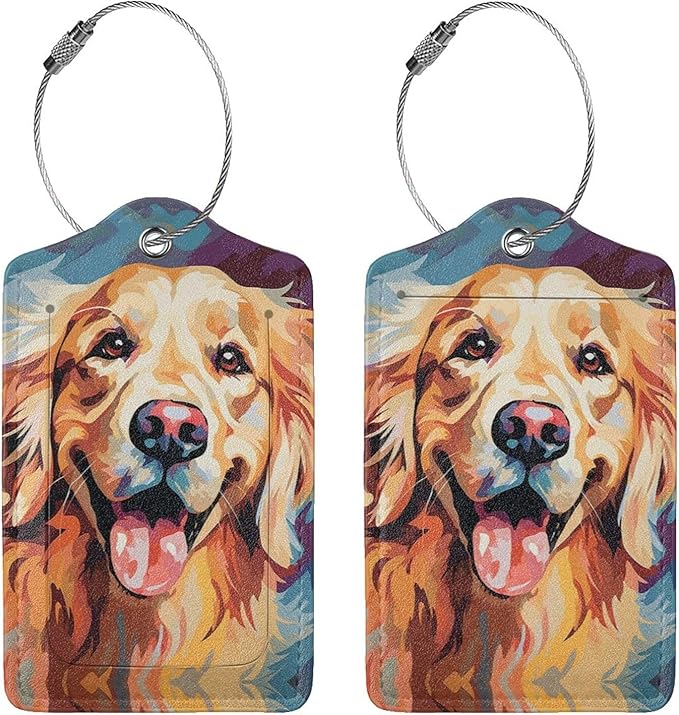 Dog Leather Luggage Tag with Stainless Steel Ring, Fun Name Id Card Cover - Image 3