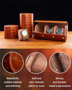 MR.OKAY 3 Watch Travel Case- Classic Leather Watch Case - Image 4