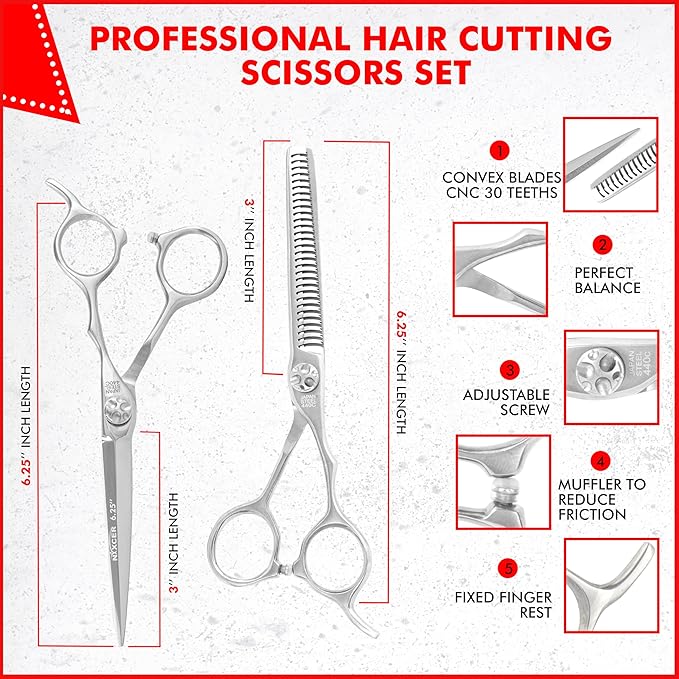 Professional Scissors - 6.25" Arc Hair Cutting Scissors 440C Japanese Steel, Featuring Long-Lasting Sharpness(Hair Cutting & Thinning Scissors)