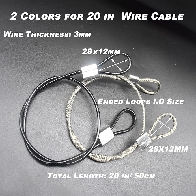 10 pcs 20 inch 3mm Thickness Stainless Steel Wire Cable - Image 3