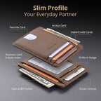 Buffway Slim Minimalist Front Pocket RFID Blocking Leather Wallets - Image 3