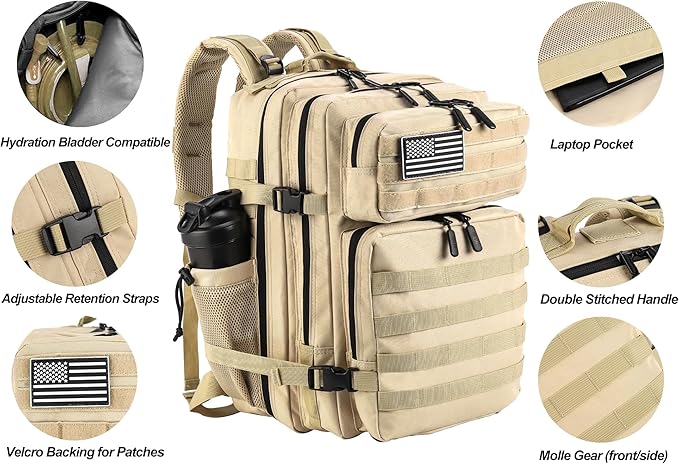 LHI Military Tactical Backpack for Men and Women 45L Army 3 Days Assault Pack - Image 4