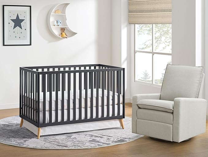 Oxford Baby Cozy Nest Convertible Island Crib, Midnight Slate/Natural - Image 2