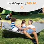 Double Hammock with Spreader Bar, Soft Pillow, Max Load 500lbs, Portable Hammock - Image 2