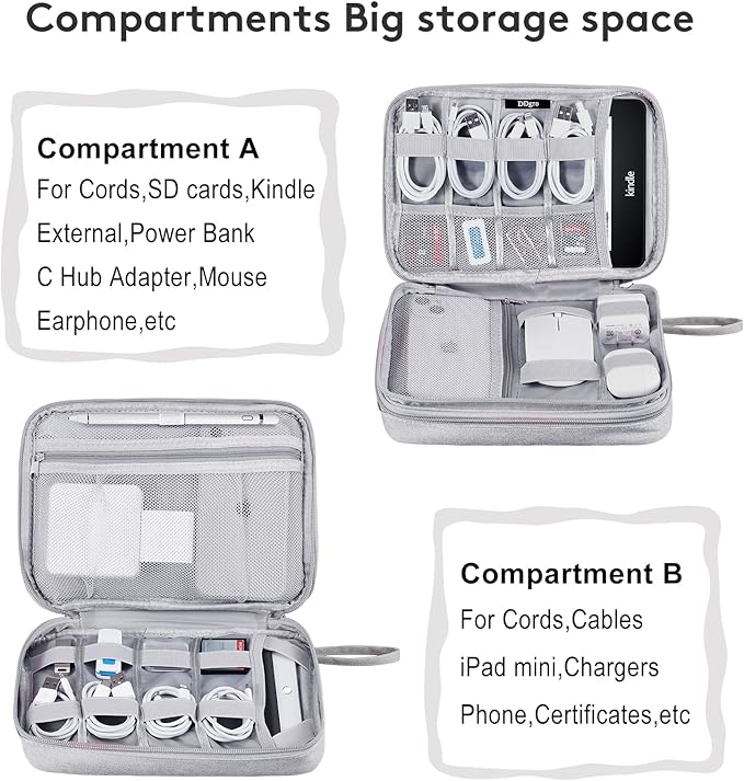 DDgro Cable Organizer Bag, Large Charger Cord Travel Case - Image 3