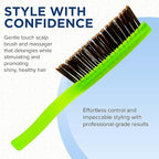 Giorgio GION2G Neon Green 6.25 inch Gentle Touch Detangler Hair Brush for Men Women & Kids. Soft Bristles for Sensitive Scalp. Wet & Dry for all Hair Types. Scalp Massager Brush Stimulate Hair Growth