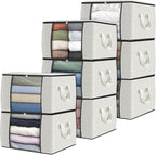 Fab totes 8 Pack Clothes Storage, Foldable Thick Fabric Blanket Storage Bags by Fabtotes
