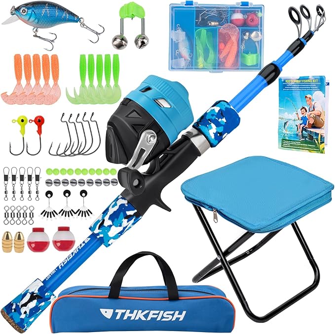 Kids Fishing Pole Set, Telescopic Fishing Rod Reel Combo Kids Starter Kit by THKFISH