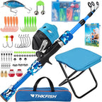 Kids Fishing Pole Set, Telescopic Fishing Rod Reel Combo Kids Starter Kit by THKFISH