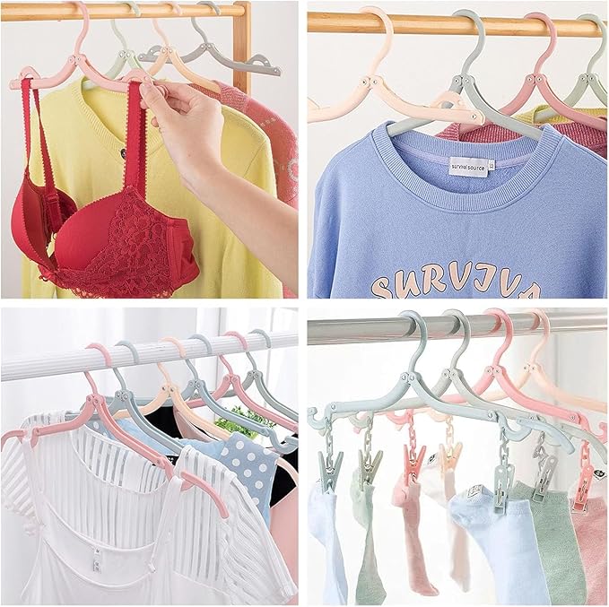 24 Pcs Travel Hangers with 48 Pcs Clips, Portable Folding Clothes Hangers - Image 5