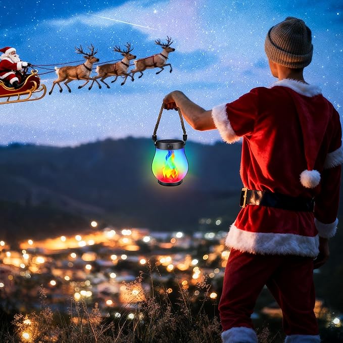 Christmas Solar Flame Lanterns Hanging Outdoor Waterproof - Image 7