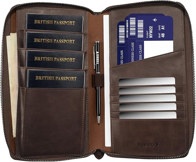 TORRO Premium Leather Family Travel Wallet, RFID Blocking Travel Organizer - Image 2