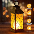 18" Solar Lantern with Flickering Flame Light, Large Outdoor Waterproof Solar - Image 5