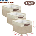 SIMPLE HOUSEWARE Large Fabric Storage Bin, 3 Pack - Image 3
