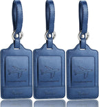 Teskyer Luggage Tags, 3 Pack Premium PU Leather Luggage Tags by TESKYER