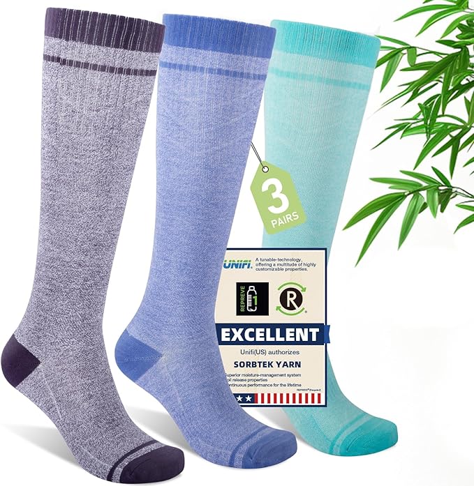 Mens Compression Socks for Men Women, 15-20 mmHg Bamboo Viscose Knee High Soft by Unknown