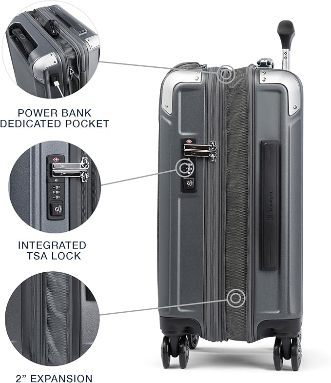 Travelpro Platinum Elite Hardside Expandable Carry on Luggage, 8 Wheel Spinner - Image 3