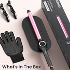 3/4 Inch Curling Wand for Long Hair, Extra Long Barrel Ceramic Wand Curling Iron, 7 Adjustable Heats, 110-240V Dual Voltage Hair Wand Curler, 60 Minutes Auto Shut Off