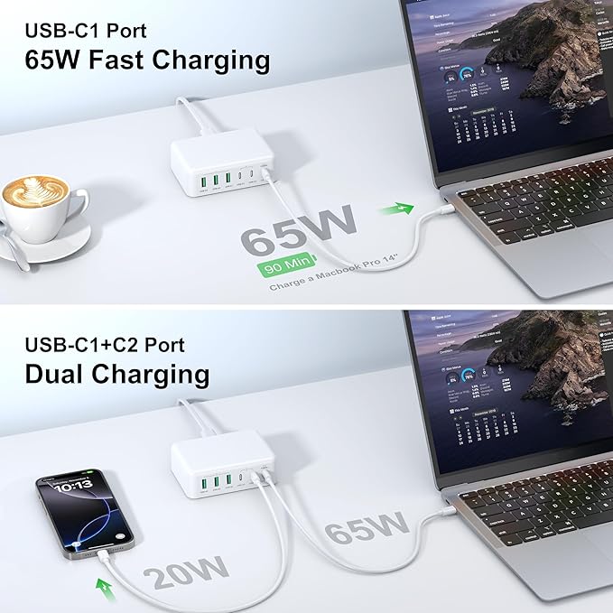USB C Fast Charger Block, 150W 6 Port Desktop PD GaN Fast Charger Charging - Image 5