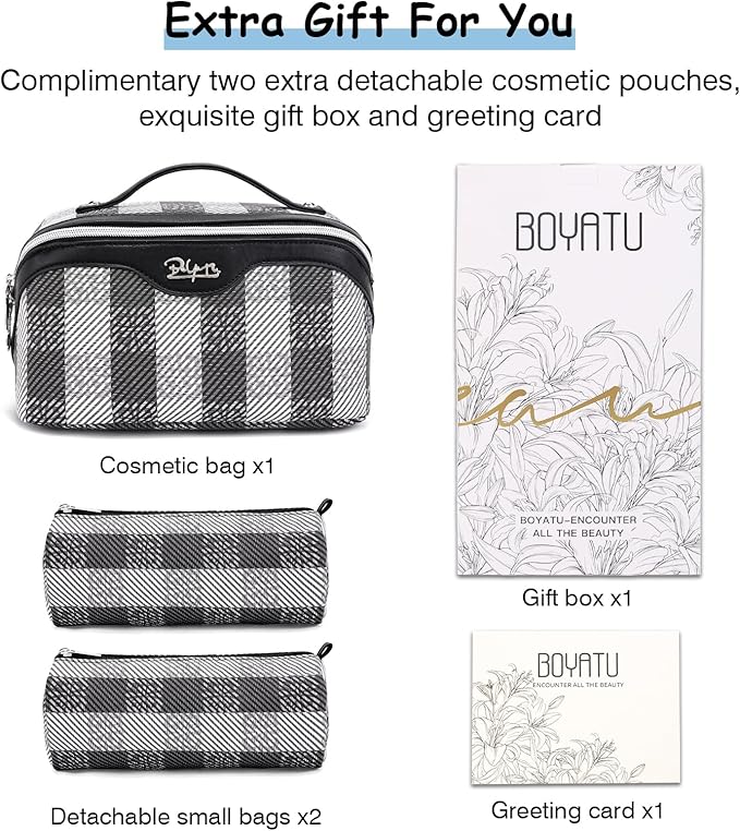 BOYATU Makeup Bag Travel Cosmetic Bag: 3 Pcs Set Portable Make up Bags - Image 6