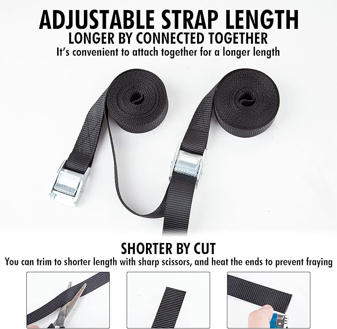 Cartman 1" x 12' Lashing Straps Cargo Tie-Down Strap Up to 600lbs, 12pk in - Image 5