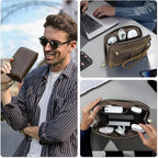 Electronic Organizer Zipper Bag Tech Pouch, Top Grain Leather Handmade - Image 3