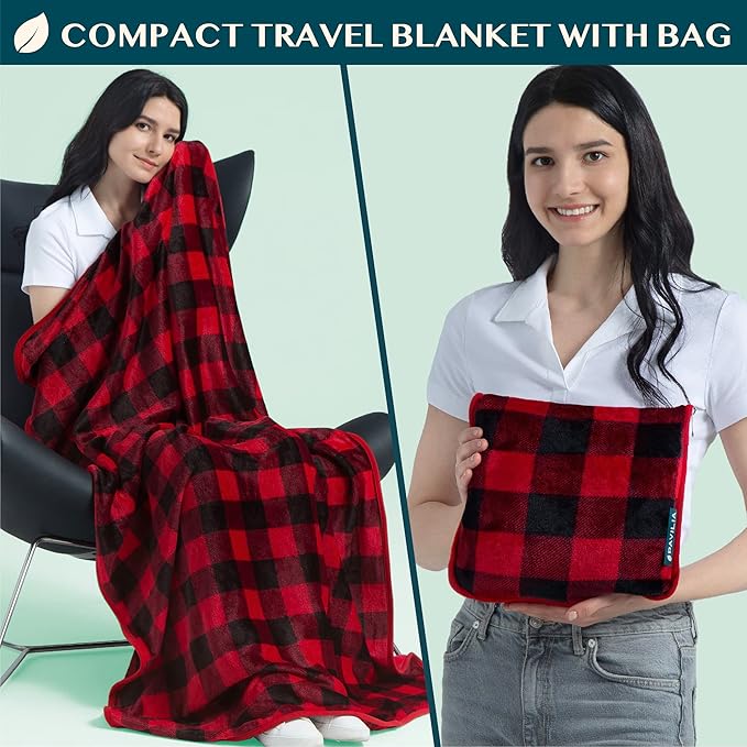 PAVILIA Travel Blanket Pillow, Soft Airplane Blanket 2-IN-1 Combo Set, Plane - Image 2