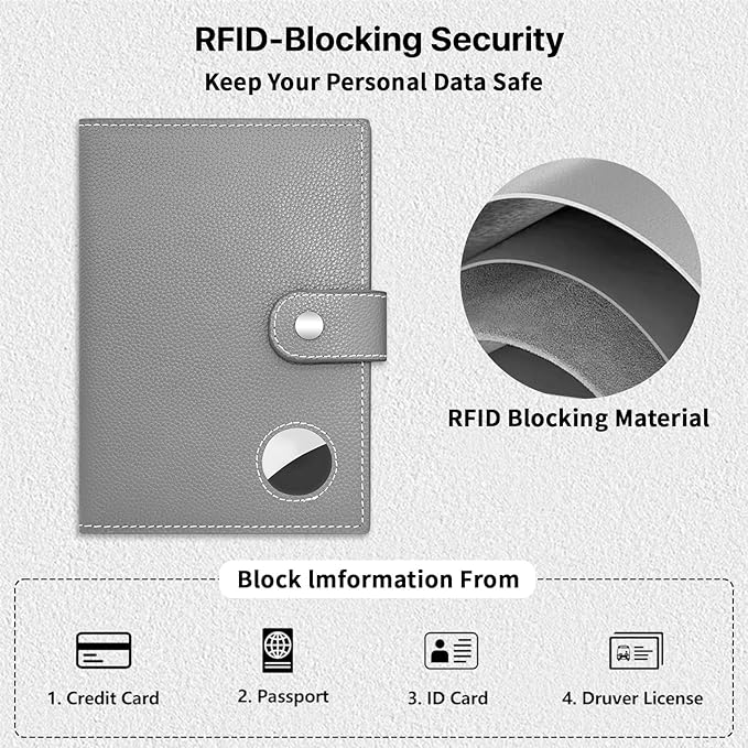 Genuine Leather Passport Holder, RFID Blocking Travel Wallet - Image 5