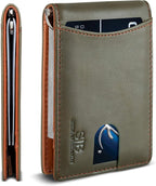 SERMAN BRANDS RFID Blocking Slim Bifold Genuine Leather Minimalist Front Pocket by SERMANBRANDS